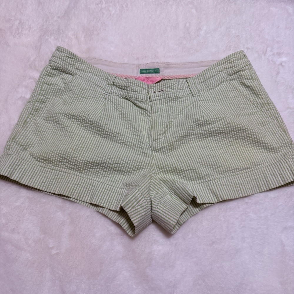 LILLY PULITZER Palm Beach Fit Green Seersucker Shorts – Size 10